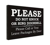 No Soliciting Sign for House, Please Do Not Knock or Ring Doorbell Signs for Home, Please Call or Text Leave Packages By Door Sign for Office or Business Warning Reminder Signs 3.55" x 5.15" - PMA022