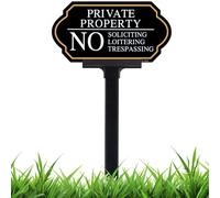 No Soliciting Sign for House with Stake - 50-mil Thick Aluminum - 5x10 Inch/37 Inch High - Adjustable Height - Outdoor Yard Sign for Home and Front Door (A1511)