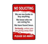 No Soliciting Sign, Funny No Soliciting Metal Warning Sign with Easy Install for Indoor Outdoor Security, Business Office Home Garden Street Decor 20 x 30 cm
