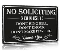 No Soliciting Sign Please Do Not Ring Bell or Knock Vintage Metal Sign for House Office Front Door Porch Yard Wall Decor - (Aluminum) 12 inch x 8 inch