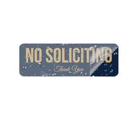 No Soliciting Sign With Elegant Thank You Script Metal Tin Door Sign With Adhesive Backing For Home Office Business Retail Stores Classic Gold On Blue Professional Design 4×16 Inch