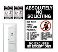 No Soliciting Sticker | 3-Piece Absolutely No Soliciting Sign, Excuses Exceptions Do Not Ring The Doorbell Or Knock Sticker, Self-Adhesive for Ring Doorbell, Home, Wall, Window, Warehouse, Mailbo