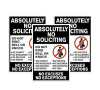 No Soliciting Sticker | 3-Piece Absolutely No Soliciting Sign for Ring Doorbell - Decal Set for Window Office Building Notice Board Warehouse Porch Mailbox Wall Outdoor