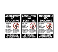 No Soliciting Sticker, 3-Piece Absolutely NoSoliciting Sign, Self-Adhesive Decals for Ring Doorbell, Home, Wall, Window, Warehouse, Entrance, Mailbox, Apartment, Notice Board