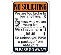 No Soliciting We are Too Broke Please Go Away Metal Tin Signs Funny Vintage Tin Sign Wall Art Decor Iron Poster for Home Farmhouse Bar Cafe Pub Garage Man Cave Gifts 12 x 8 Inch