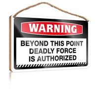 No Solociting Signs Warning Beyond This Point Deadly Force Is Authorized Wooden Sign Teen Room Decor Winter Sign For Front Door(23X35CM)