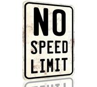 No Speed Limit Sign, Retro Metal Tin Signs,Funny Street Sign Warning Traffic Road Sign for Indoor Outdoor Garden Garage Man Cave Basement Decor, 8 x 12 Inch