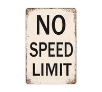 No Speed Limit Sign Vintage Metal Signs Garage Sign For Man Cave Vintage Funny Garage Wall Decor Street Tin Signs Metal Street For Bedroom Road Sign Bedroom Decor For Men Hot Wheels Room Decor 8x12 In