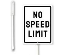 No Speed Limit Sign With Stakes Outdoor Lawn Yard Signs 7 x 8.8 inch