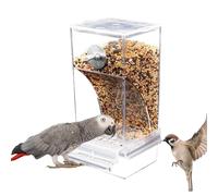 No-Spill Automatic Transparent Bird Feeder - 18.5x8.5x7.5cm Acrylic Seed Food Container | Spill and Splash-Proof Automatic Bird Feeder | Bird Food Box for Parakeets Cockatiels Lovebirds