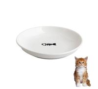 No Spill Cat Bowls, Ceramic Cat Bowls, Shallow Wide Kitten Plates for Food and Water,Non-Slip Silicone Bottom, Microwave and Dishwasher Safe. (1 Pack, Fish Bone)