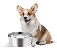 No Spill Dog Water Bowl 1L, Anti-Splash Slow Feeder Stainless Steel Pet Bowl with Non-Slip Base, Large Capacity Dog Water Dispenser for Medium Large Dogs