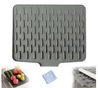 No-Spill Silicone Worktop Saver, Heat-Resistant & Non-Slip Mat, Silicone Dish Drying Mat, Non-Slip Folding Kitchen Draining Board Mat for Kitchen Counter, Table, Bathroom (Gray, One Size)
