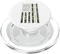 No Step Back Distressed USA American Flag Camo Aesthetic PopSockets PopGrip for MagSafe