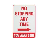 No Stopping Any Time Tow Away Zone (Right Arrow) Sign Warning Sticker-Security Sign Outdoor Sign 12 X 8 Inches
