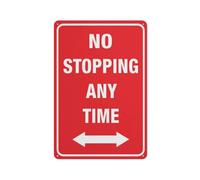 No Stopping At Any Time - Two Way Arrow Sign Sign, 8 X 12 Grade Sheeting Rust Free Aluminum, Weather Resistant, Waterproof, Easy To Mount