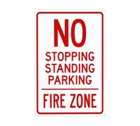 No Stopping Standing Or Parking Fire Zone Metal Warning Signs, Cautions Security Tin Sign, Safety Posted Signs for Street Business Wall Decor 8x12 Inch