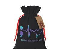 No Story Should End Too Soon Suicide Prevention Awareness Christmas Drawstring Gift Bags Reusable Xmas Presents Storage Bags Party Favorstags 4.7 * 6.9inm