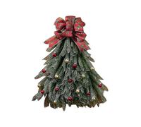 (No stripes) Christmas Tree Wreath with Light Indoor Outdoor Xmas Door Hanging Bow Wreath