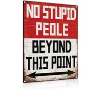 'No Stupid People Beyond This Point' Metal Sign Ideal for Bars, for Man Caves, Garages Vintage Decor with Metal Wall Decor 8x12 In 03