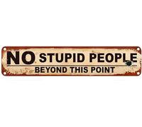 No Stupid People Beyond This Point Sign Warning Sign No Stupid People Novelty Zone Sign Wall Decor For Farm Yard Front Door Indoor Outdoor Street Sign Rustic Road Sign 40x10 Cm