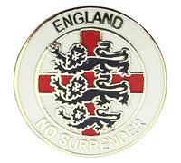 "NO SURRENDER" ENGLAND LAPEL BADGE (white) - St George's Day, England Flag, UK Seller