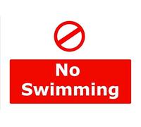 No Swimming | 30cm x 20cm | Red/White - Dibond Aluminium Sign for Lakes, Ponds, Rivers, Restricted Water Areas, Safety Compliance