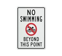 No Swimming Beyond This Point Sign Warning Sticker-Security Sign Outdoor Sign 12 X 8 Inches