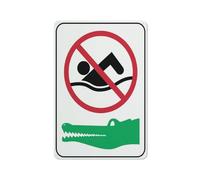 No Swimming Crocodiles Sign 12 X 8 Inches Reflective Aluminum Metal Warning Signage With Symbol For Indoor Outdoor Use