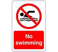 No swimming safety sign - No swimming, No diving, No Sailing, Deep Water, eating & drinking- 3mm Aluminum Dibond for indoor/outdoor usage (600mm x 400mm) 20m Viewing Distance.