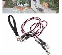 No Tangle Leash for 2 Dogs,Double Bungee LEAsh,Retractable Dog LeASHes with Tangle-Free Swivel, Double Dog Leashs,Split Lead Walking Pet with Shock Absorbing Bungee (Red/Black, XL)