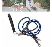 No Tangle Leash for 2 Dogs,Double Bungee LEAsh,Retractable Dog LeASHes with Tangle-Free Swivel, Double Dog Leashs,Split Lead Walking Pet with Shock Absorbing Bungee (Blue/Black, S)