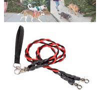 No Tangle Leash for 2 Dogs,Double Bungee LEAsh,Retractable Dog LeASHes with Tangle-Free Swivel, Double Dog Leashs,Split Lead Walking Pet with Shock Absorbing Bungee (Red/Black, S)