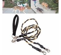 No Tangle Leash for 2 Dogs,Double Bungee LEAsh,Retractable Dog LeASHes with Tangle-Free Swivel, Double Dog Leashs,Split Lead Walking Pet with Shock Absorbing Bungee (Gold/Black, S)