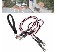 No Tangle Leash for 2 Dogs, Simplybyallmeans Double Bungee Leash, Retractable Dog Leashes with Tangle-Free Swivel, Split Lead Walking Pet with Shock Absorbing Bungee (pink, M)