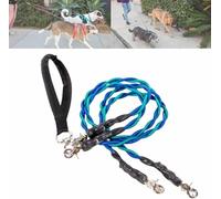 No Tangle Leash for 2 Dogs, Simplybyallmeans Double Bungee Leash, Retractable Dog Leashes with Tangle-Free Swivel, Split Lead Walking Pet with Shock Absorbing Bungee (blue, L)