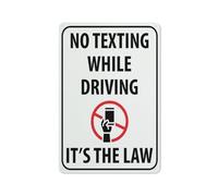 No Texting While Driving Its The Law Sign 12 X 8 Inches Aluminum Sign Reflective - Uv Protected, Waterproof, Weatherproof And Fade Resistant - 4Pre-Drilled Holes