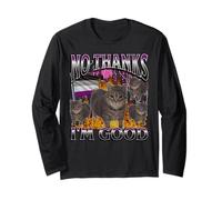 No Thanks I'm Good Funny Asexual Lgbtq Cat Meme Bootleg Long Sleeve T-Shirt
