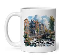 No Thorns Media Amsterdam Netherlands Mug 11oz White Ceramic Cute Coffee Mug for Souvenir Travel Gift Home Office Kitchen ID44991