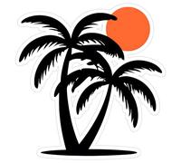 No Thorns Media Black Palm Tree Sticker Nature Souvenir Decal Vinyl Small Waterproof Bottle Mug Passport Book Scrapbook Notebook Laptop Tumbler Skateboard Computer Phone Size 4" Gift