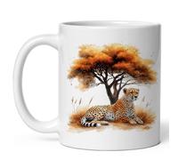 No Thorns Media Cheetah Mug 11oz White Ceramic Cute Coffee Mug for Souvenir Animal Gift Home Office Kitchen ID44991