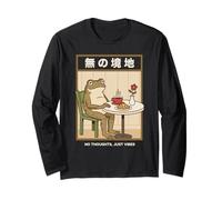 No Thoughts Frog Japanese Zen Coffee Head Empty Long Sleeve T-Shirt