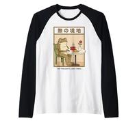 No Thoughts Frog Japanese Zen Coffee Head Empty Raglan Baseball Tee
