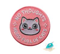 No Thoughts Head Full of Cats Embroidered Iron On Patch 3" | 1-Pack Funny