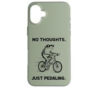 No Thoughts Just Pedaling Frog Funny Cycling Bike Meme Case for iPhone 16 Plus