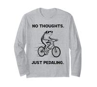 No Thoughts Just Pedaling Frog Funny Cycling Bike Meme Long Sleeve T-Shirt