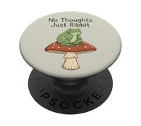 No Thoughts Just Ribbit Frog on Mushroom Cottagecore Funny PopSockets Adhesive PopGrip