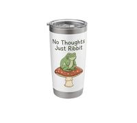 No Thoughts Just Ribbit Frog on Mushroom Cottagecore Funny Stainless Steel Insulated Tumbler