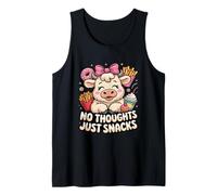 No Thoughts Just Snacks Cute Cow Kawaii Food Tank Top