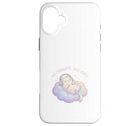 No Thoughts Just Vibes Cat on Pastel Cloud Case for iPhone 16 Plus